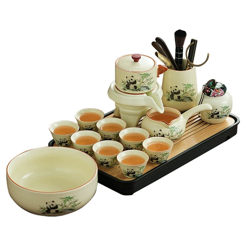 2024 New Panda Ruyao Kung Fu Tea Set for Home Tea Pot Lid Bowl Guochao Gift Festival Business Gift