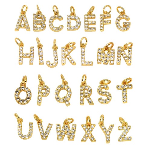 Small delicate necklace pendant set zircon 26 English letters fittings 14 k Dr. Richard kimble color accessories diy jewelry bracelets necklace earrings accessories