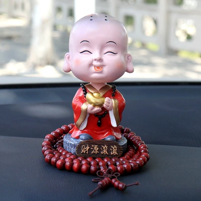 Car ornaments shake head small monk - money-rolling-in