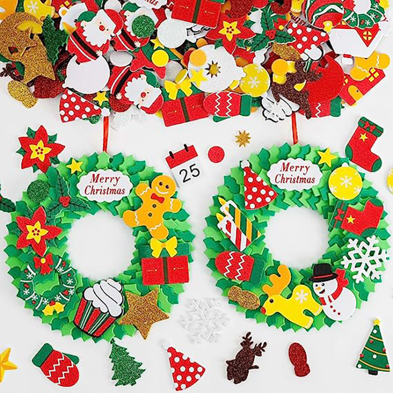 クリスマスバブル花輪工芸品セット装飾自己接着クリスマスシールサンタクロース冬青葉児童シール|undefined
