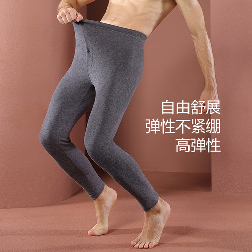 Double-sided brushed men's thermal pants men's thickened large size German velvet autumn pants men's slim bottoming pants for middle-aged and elderly people