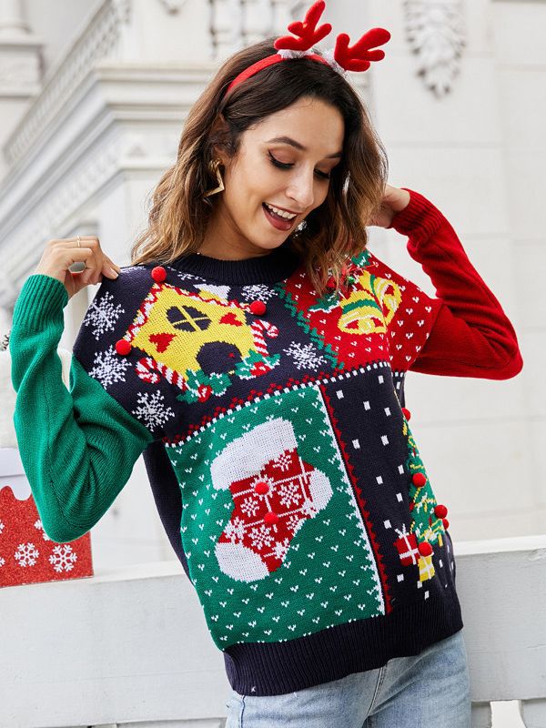 Suéter navideño con diseño de copo de nieve y árbol de Navidad, tejido a punto, para mujer, estilo europeo y americano, éxito de ventas en Amazon 2026 image 6