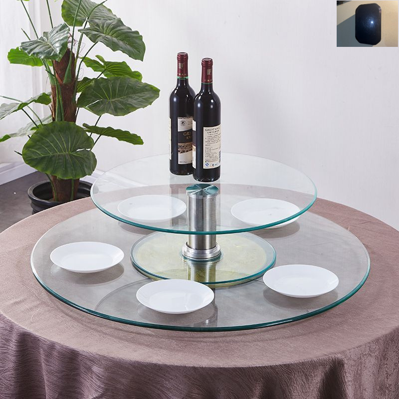 餐桌转盘钢化玻璃双层转盘展示架台二层圆形酒店圆桌玻璃转盘两层