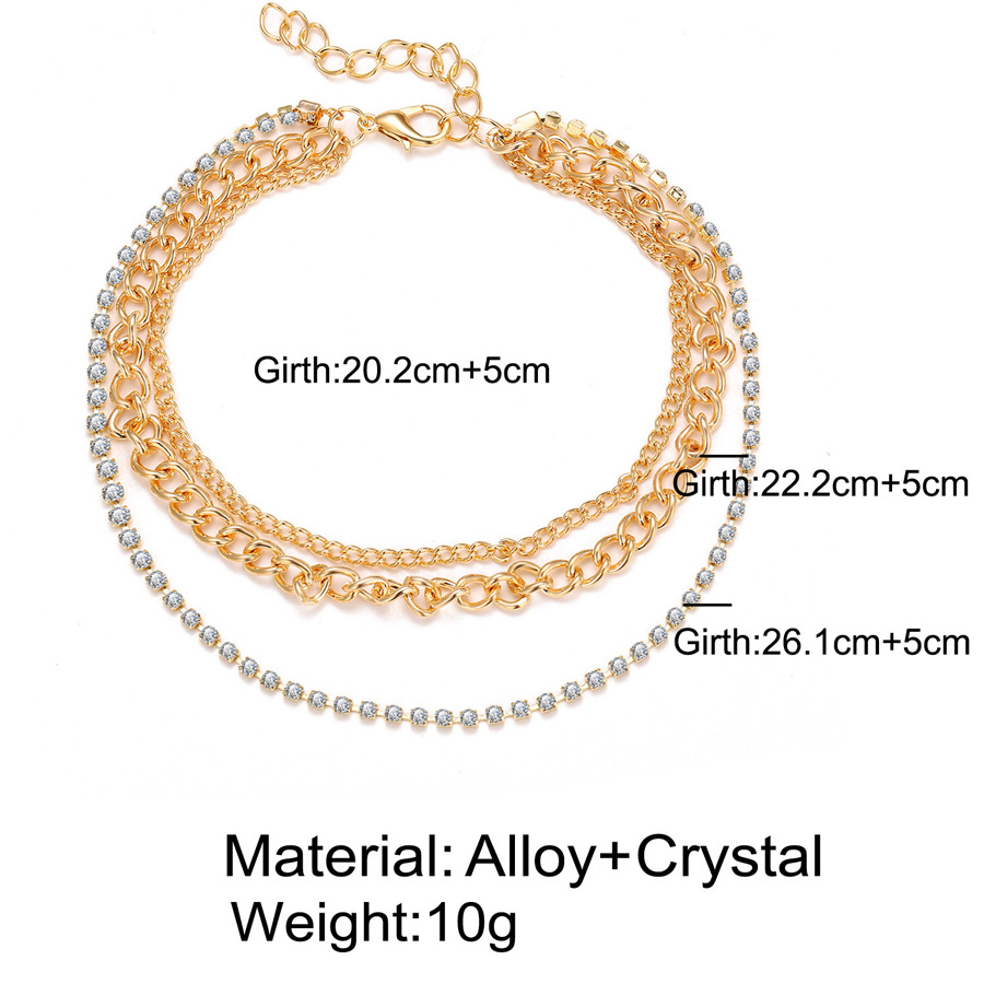 Simple Retro Creative Full Diamond Multi-layer Anklet Three-piece Suit display picture 1