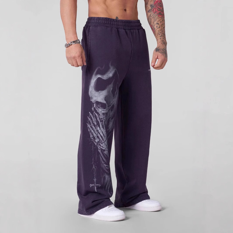 Youngla American Trendy Brand High Street Sweatpants Jogger Sports Fitness Casual Straight Loose Wide-Leg Pants Long Pants