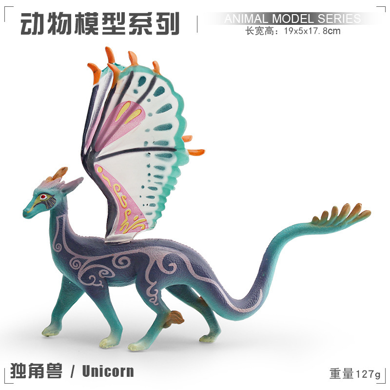 Simulación transfronteriza de mitología occidental monstruos animales modelo infantil unicornio arco iris caballo libélula adornos dragones voladores