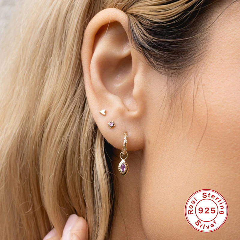 Fashion Geometric Sterling Silver Pearl Plating Artificial Gemstones Earrings