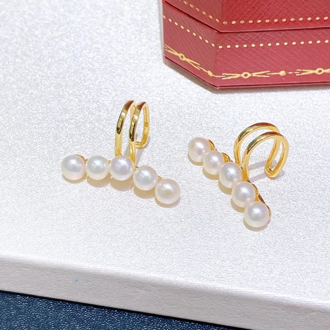 Ear Cuffs Classification 1 Piece Quantity Daily Occasion 1 Piece Freshwater Pearl White Pearl Ear Cuffs Geometric