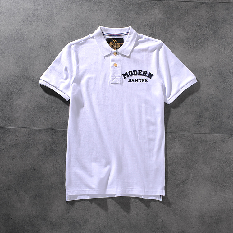 Modern banner American minimalist 100-letter men turn collar short-sleeved POLO shirt M701 5