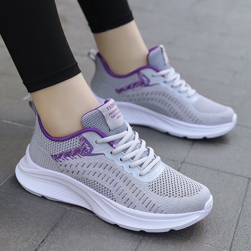 New Summer Casual Sports Shoes, Breathable and Versatile Women's Shoes, Fly-Knit Soft-Soled Work Shoes, Running Shoes, Walking Shoes for Moms
