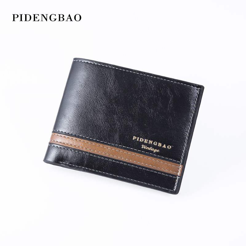 Comercio exterior europeo y americano retro nuevo hombre bolso corto dos plegados pu cera de aceite cartera bolsa de cambio bolso hombre mayorista
