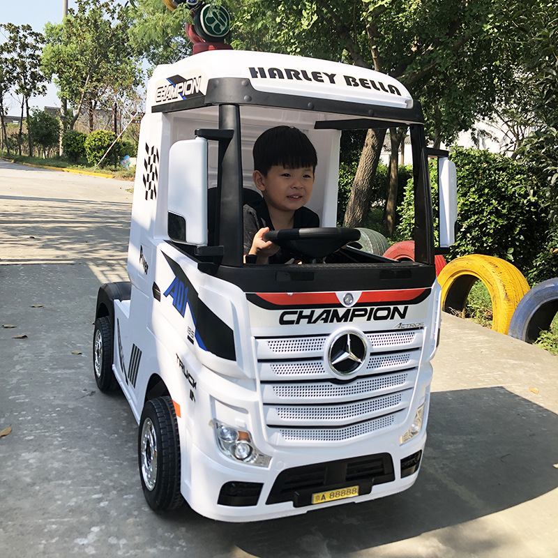 Mercedes-Benz truck head children's car children's toy car electric car four-wheel remote control car boys and girls baby truck remote control