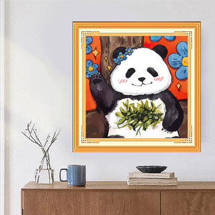 2025 new cross stitch living room bedroom small cute pet panda shy bear simple modern handmade thread embroidery