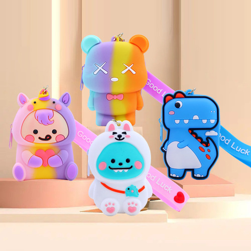 Creative Three Craws Silicone Zero Wallet Cartoon Melody Children's Wallet Small Pendant Keychain Silicone Bag