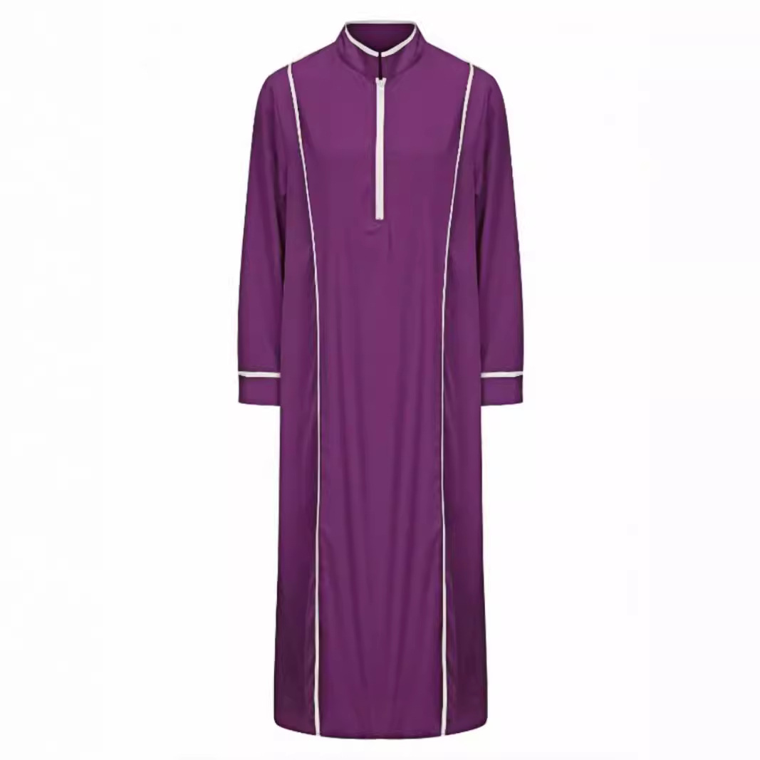 Muslim Fashion Kebaya African-Inspired Men's Long Robe – Traditional Ethnic Style With Modern Comfort, Loose Fit Muslim Thobe For Casual Wear_voghion.com