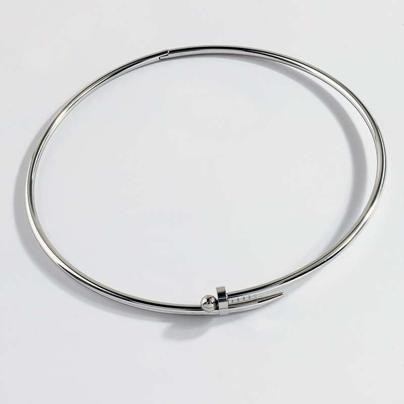 Collar de Acero Inoxidable Moderno y Sencillo para Hombre y Mujer, Exquisito y Versátil, Collar que No se Destiñe, Disponible en Colores Plateados, Venta al por Mayor