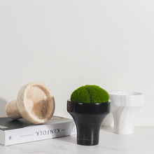 欧式天然大理石花器多肉盆迷你盆栽办公桌售楼处玄关桌面装饰花盆