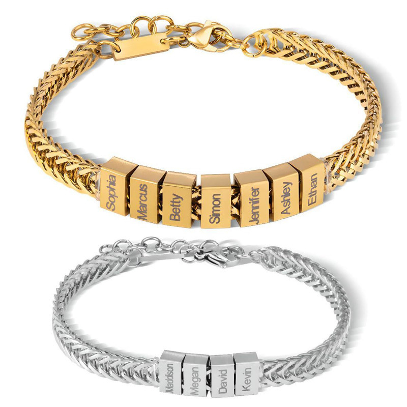 Men's Cuban Chain Bracelet with Adjustable Chain Positioning Ring, DIY Engraving Bracelet, Stainless Steel Positioning Ring Bracelet Men's Cuban Chain Bracelet with Adjustable Chain Positioning Ring, DIY Engraving Bracelet, Stainless Steel Positioning Ring Bracelet