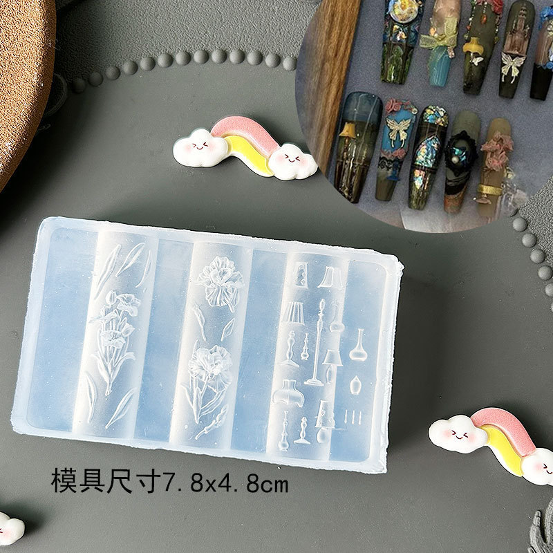 Molde de manicura amor arco en relieve flor ornamentos molde abrasivo alta permeabilidad estereoscópica DIY decoración molde de silicona