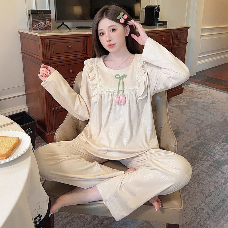 胖mm睡衣女秋冬季德绒长袖长裤韩系甜美ins大码家居服套装可外穿|undefined