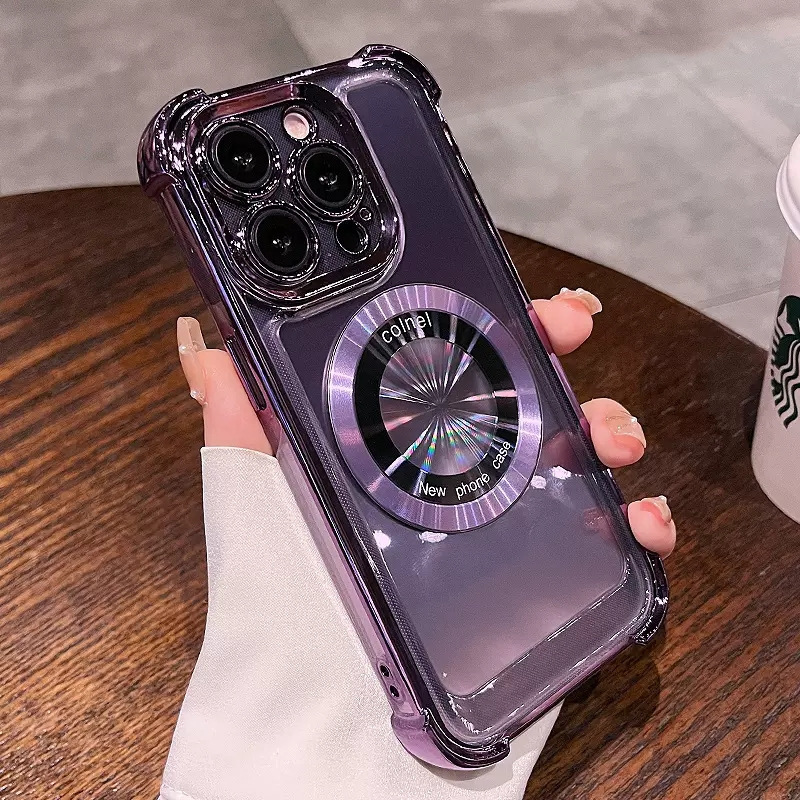 Funda Protectora para iPhone 16, con Protección Anticaídas en las Cuatro Esquinas, Carcasa Rígida Magnética con Airbag Electrochapado para Apple 15 PROMAX