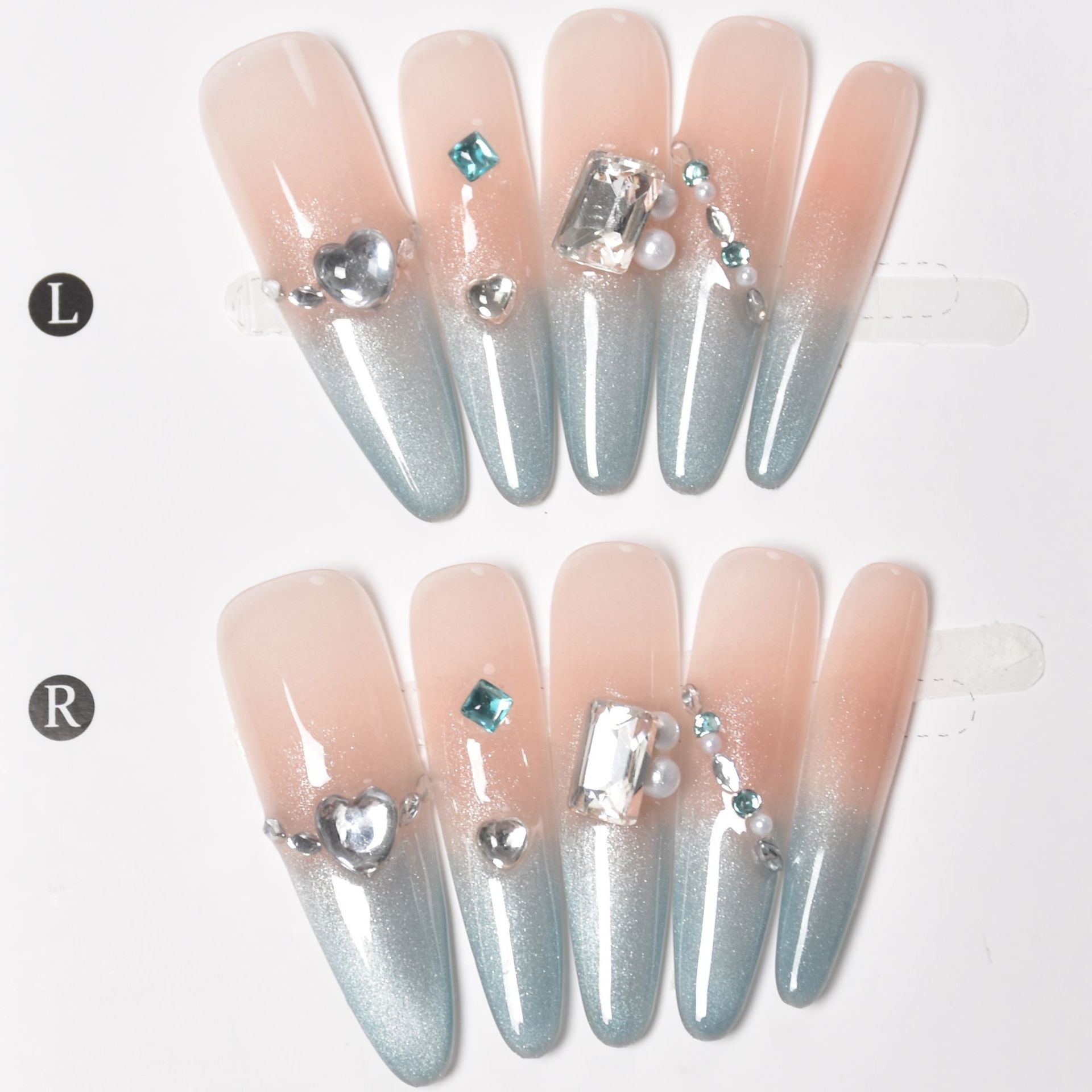 Armadura de vestir Perro largo y delgado azul 4.0 Ojo de gato uñas de uñas Parche de uñas terminado Parche de uñas de uñas extraíble