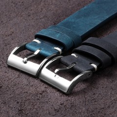 新款復古瘋馬真皮錶帶華為三星通用油蠟皮手錶帶實心扣18/20/22mm