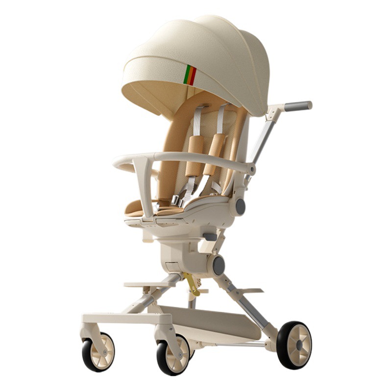 Cochecito de bebé bidireccional plegado con un botón antivuelco se puede sentar y acostar