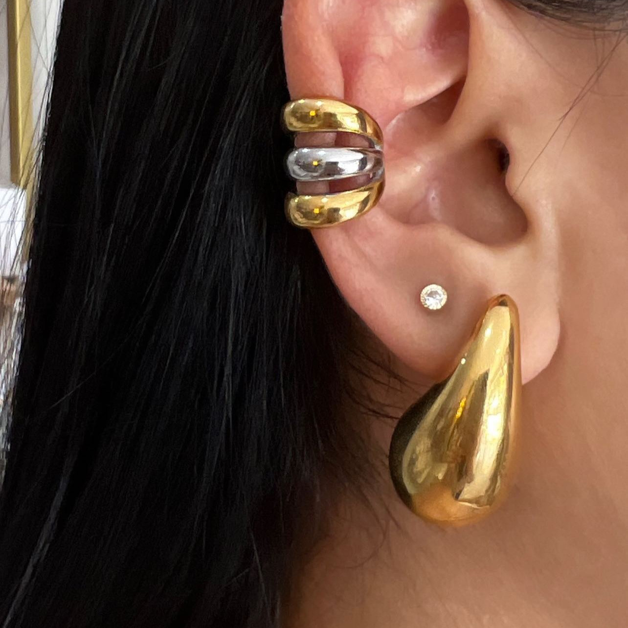 JEDING Europa y América de acero inoxidable de color hueco no agujero de alto nivel nicho pendientes de acero de titanio pendientes transfronterizos