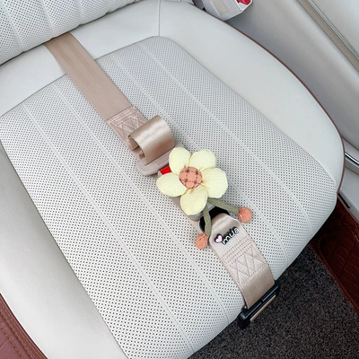 Car seat belt — Car-Mounted Pregnancy Late-Stage Driving Artifact - three-point-anti-strangle-safety-belt-beige-cream-sunflower