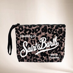SAINT BARTH秋冬新款手拿包女Clutch Bag彩色豹纹 帆布潜水手提包