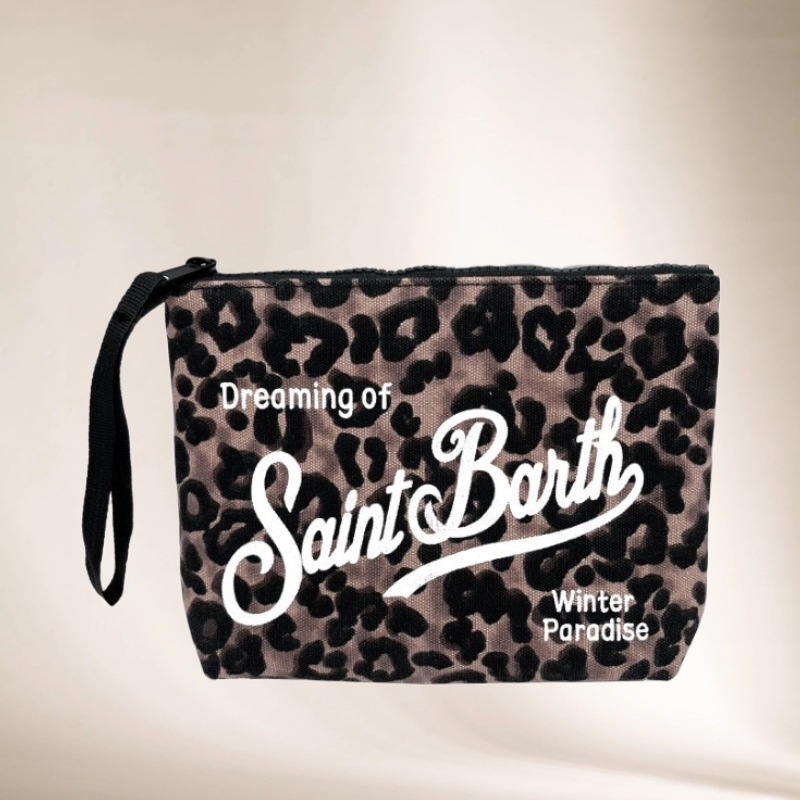 SAINT BARTH秋冬新款手拿包女Clutch Bag彩色豹纹 帆布潜水手提包|undefined