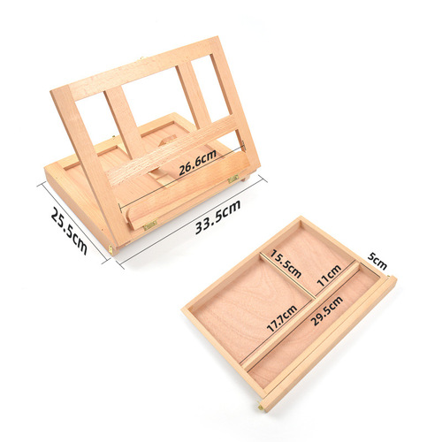 Desktop solid wood desktop easel art single-layer drawer red beech desktop easel painting box children's sketch easel