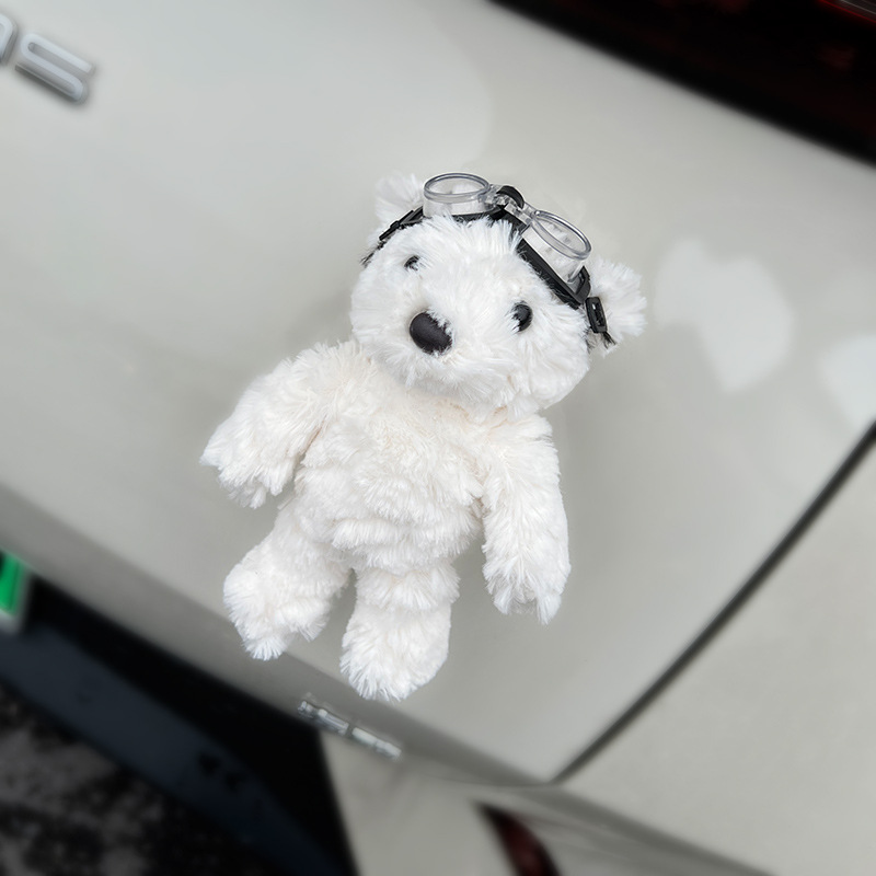 Coches de brazo decoración orejas de conejo muñeca de peluche en la consola central espejo retrovisor limpiaparabrisas maletero adornos mujeres