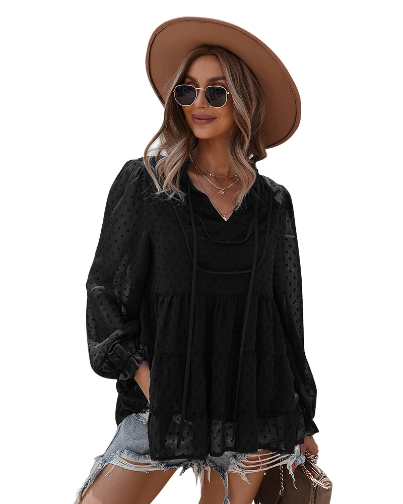 women s autumn and winter V-neck shirt nihaostyles clothing wholesale NSDY73970