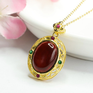 Juanyu Customized Natural Amber Pendant Blood Amber Necklace Women's Retro Jewelry Factory Wholesale Hp 3111704