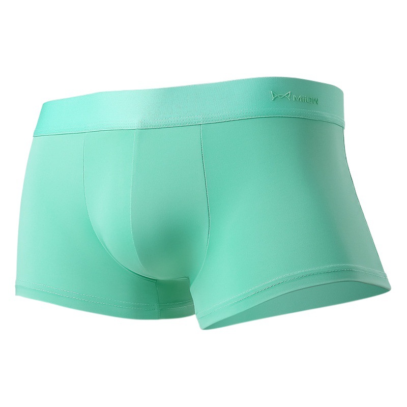 Ropa interior masculina, calzoncillos bóxer de seda helada para hombre, forro interior de doble capa para estudiantes, calzoncillos bóxer transpirables antibacterianos 10A de color sólido
