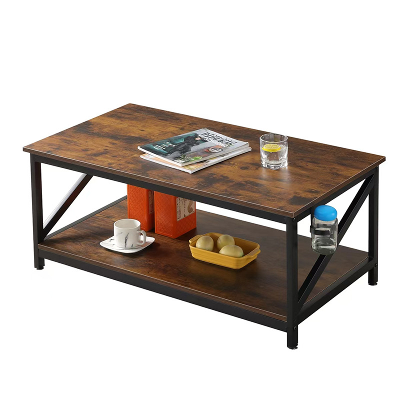 Fábrica directa pequeña casa sala de estar almacenar artículos mesa de té tipo piso elevable de acero mesa de café de madera