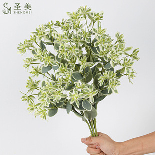 Artificial Flower white edge leaf artificial flower accessories artificial leaves green plant simulation wedding photography factory wholesale silver leaf chrysanthemum