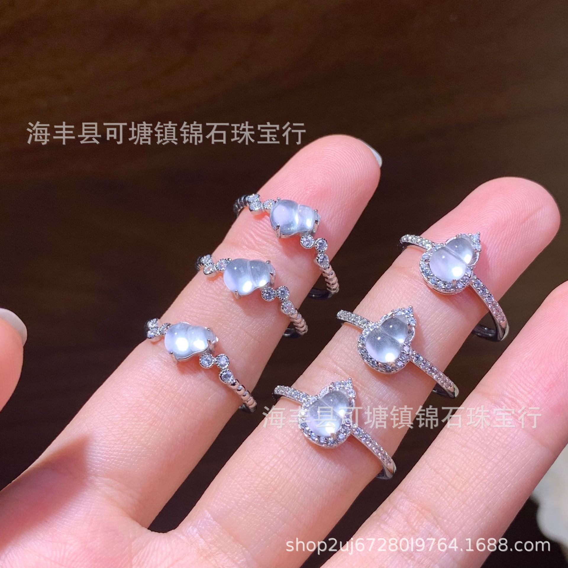 天然水沫玉葫芦戒指s925银镶嵌新中式国风直播爆款厂家批发