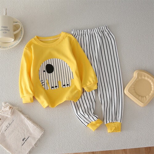 New autumn and winter children's baby underwear set Korean version of baby autumn clothes and trousers pure cotton boys and girls home clothes