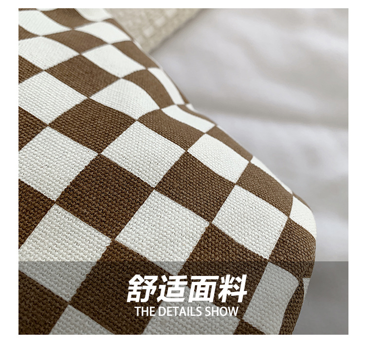 A fashionable new Japanese and Korean chic black and white checkered canvas bag, a large-capacity single-shoulder bag for women, and a simple student handbag undefined