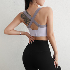High-intensity fitness running yoga vest, stylish back-contrast one-piece sports bra, shockproof and shaping innerwear