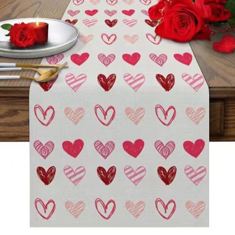 Transfronterizo nuevo día de San Valentín camino de mesa Lino impreso mantel hogar Decoración sofá fiesta Festival atmósfera Decoración