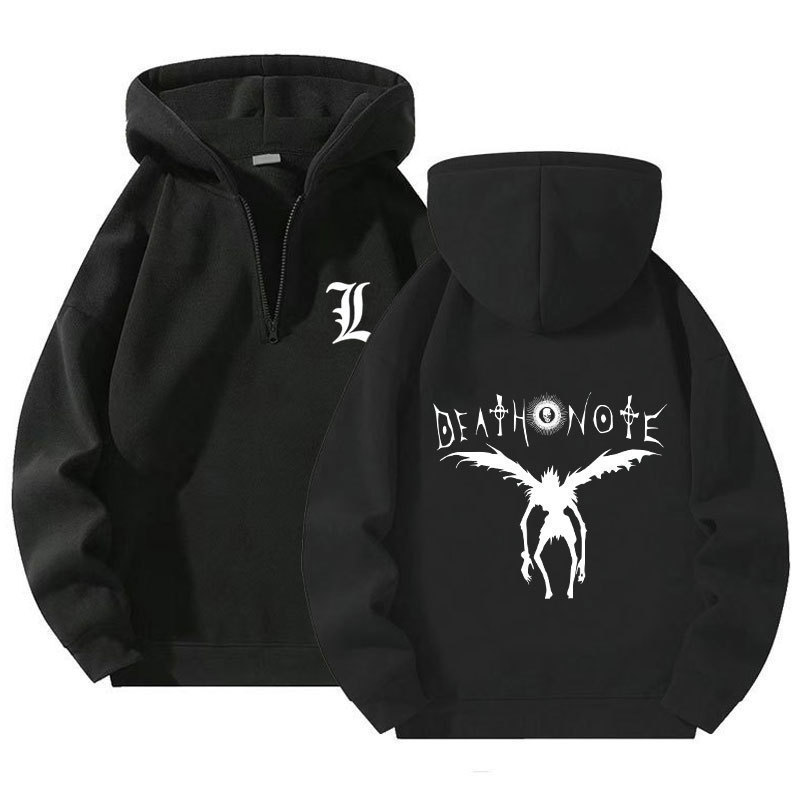 Foreign Trade New Quarter Zipper Pullover Sweatshirt for Men and Women Casual Anime Death Note Zipper Sweatshirt
