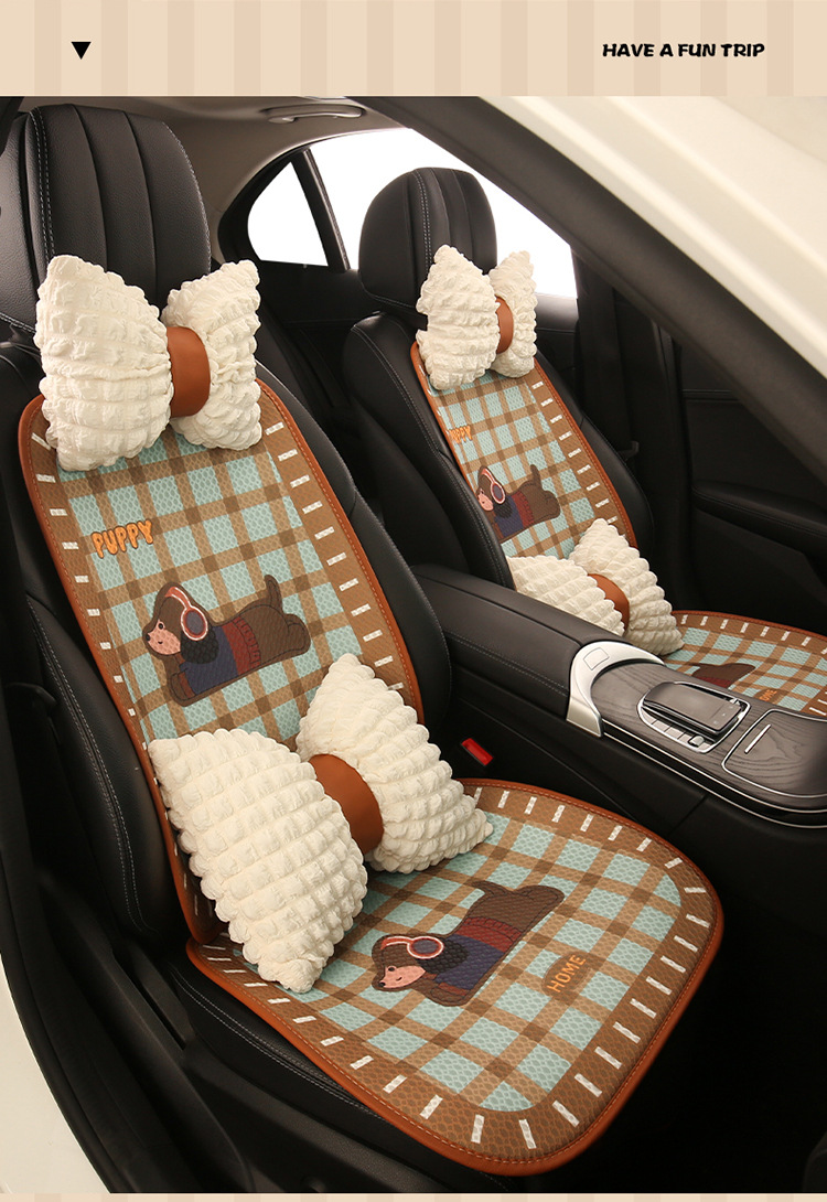 Car Seat Cushion, Breathable for Summer, Suitable for All Seasons, Women's Seat Cushion, Cute Seat Cover, High-End Feel, Semi-Covered New Style Seat Cover