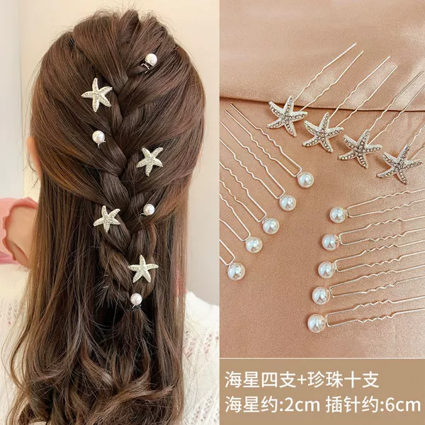 Starfish White 4 pcs + Pearl 10 pcs