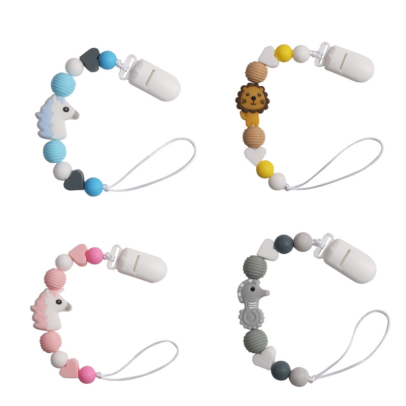 INS hot Amazon pacifier anti-drop with cute horn horse silicone pacifier chain pacifier chain
