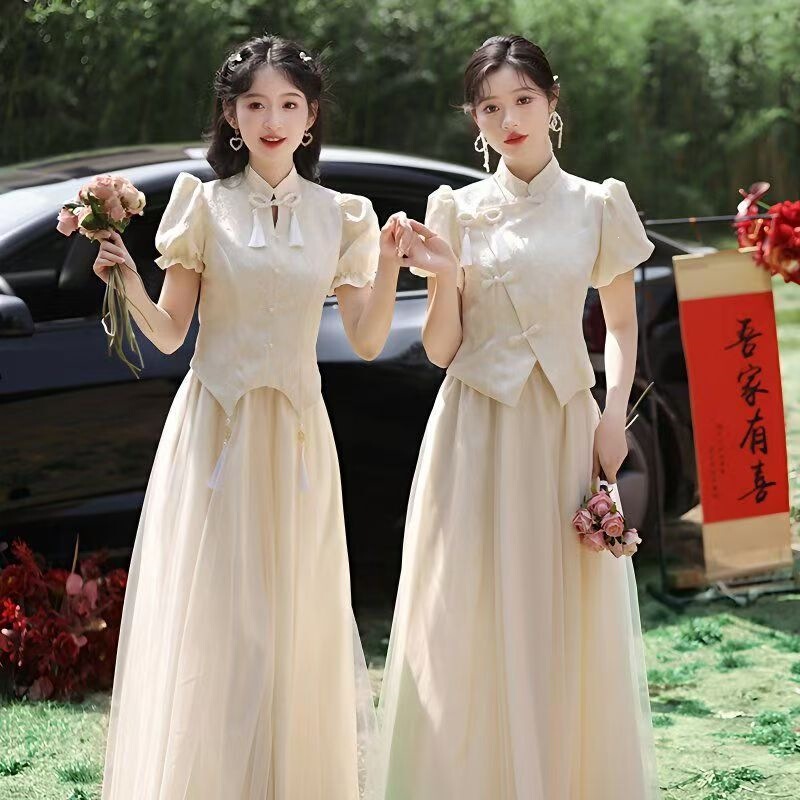 Chinese-Style Bridesmaid Dresses for Women 2026 New Summer Style for Petite Sisters, High-End Dresses That Can Be Worn Casually Chinese-Style Bridesmaid Dresses for Women 2026 New Summer Style for Petite Sisters, High-End Dresses That Can Be Worn Casually