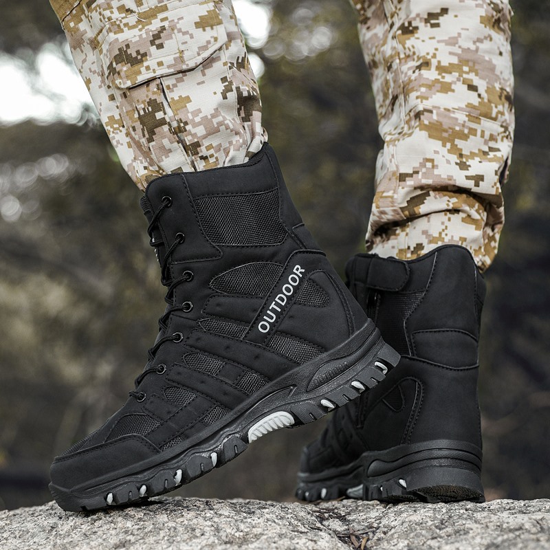 Botas militares de alto perfil de comercio exterior, zapatos de montaña al aire libre para hombres, botas tácticas de combate especiales, botas de trabajo de jungla y desierto